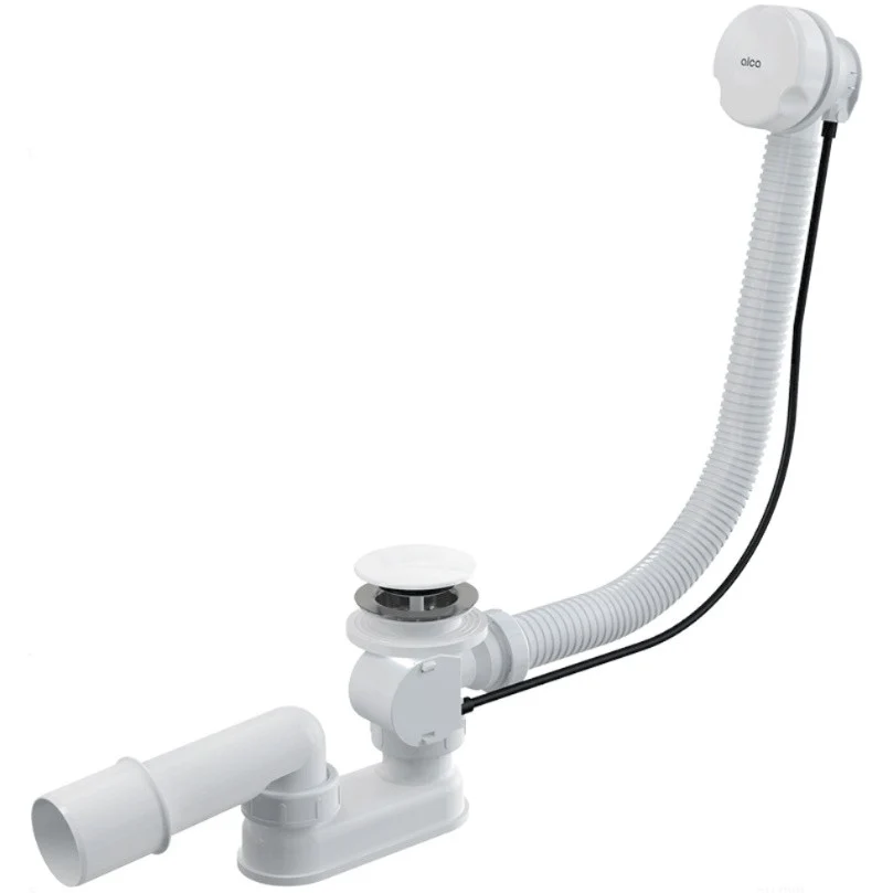 Alcadrain Sistem de scurgere pentru cada, cu preaplin 57 cm, capac alb
