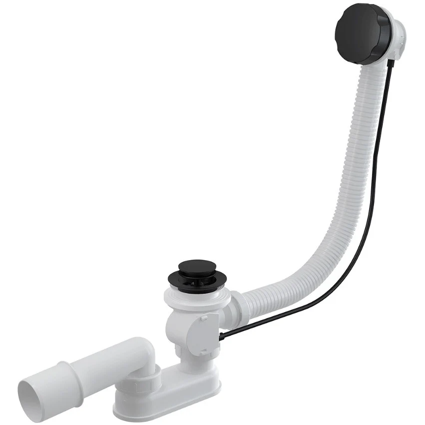 Alcadrain Sistem de scurgere pentru cada, cu preaplin 57 cm, capac negru mat