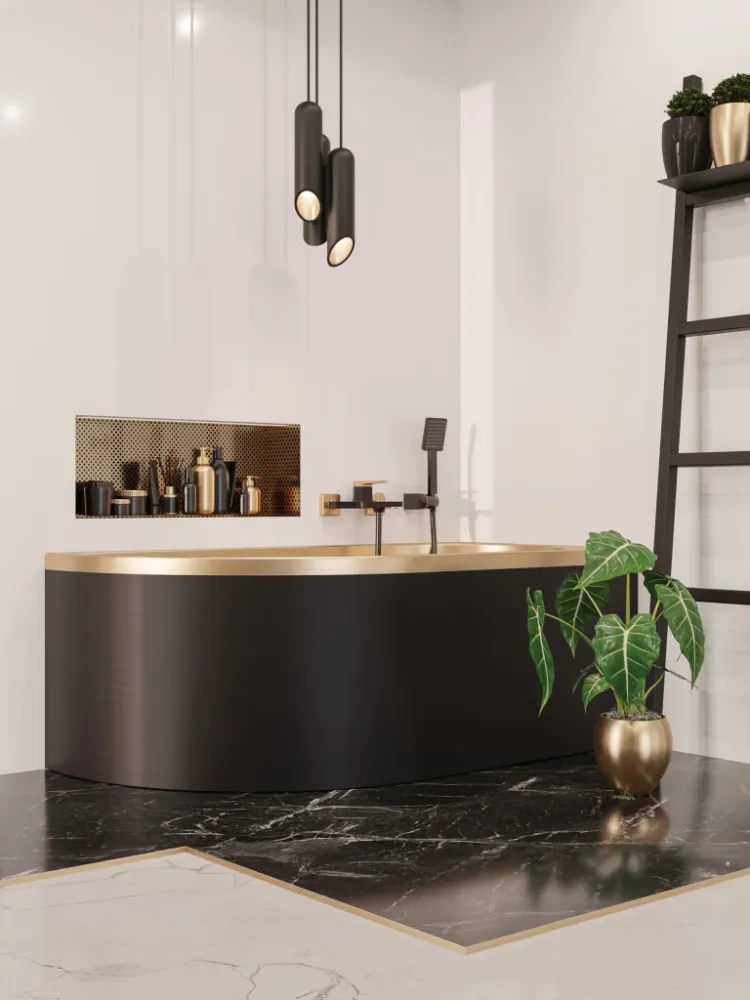 Baterie cada baie Invena Trend MIDNIGHT negru - rose gold mat
