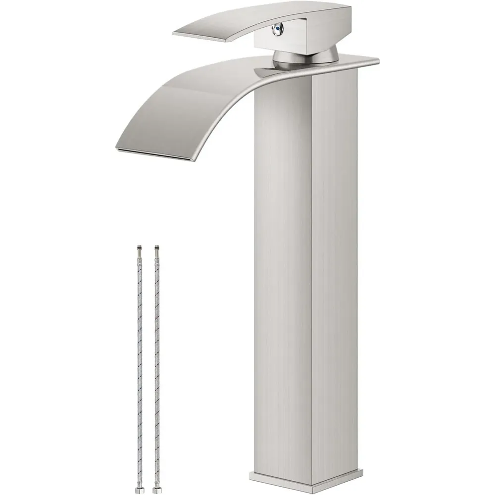 Baterie Chiuvetă Modernă Tip Cascadă pentru Baie/Bucătărie, Monocomandă, Oțel Inoxidabil, Nichel Periat