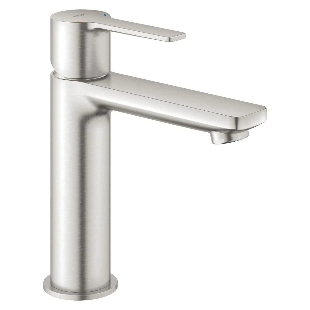 Baterie chiuveta baie aspect inox Grohe Lineare, cu ventil click-clack