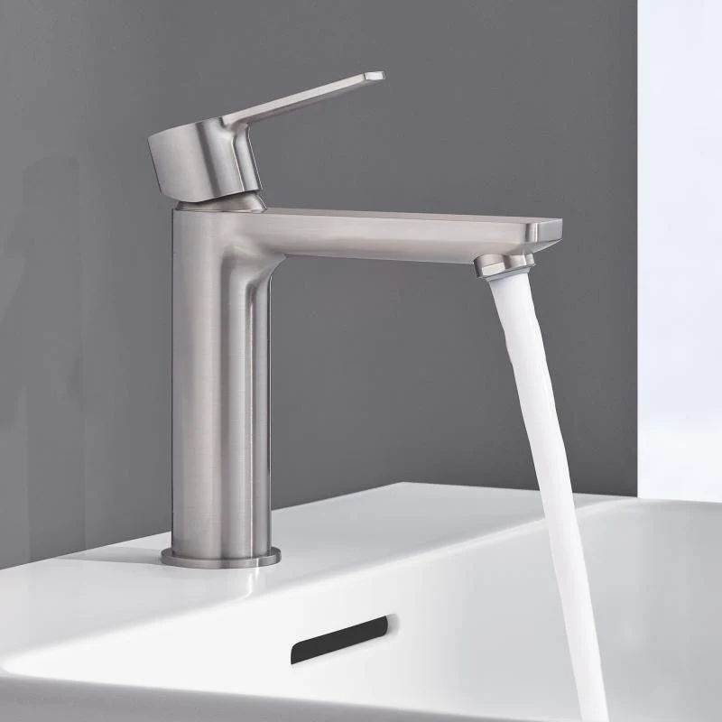 Baterie chiuveta baie aspect inox Grohe Lineare, cu ventil click-clack