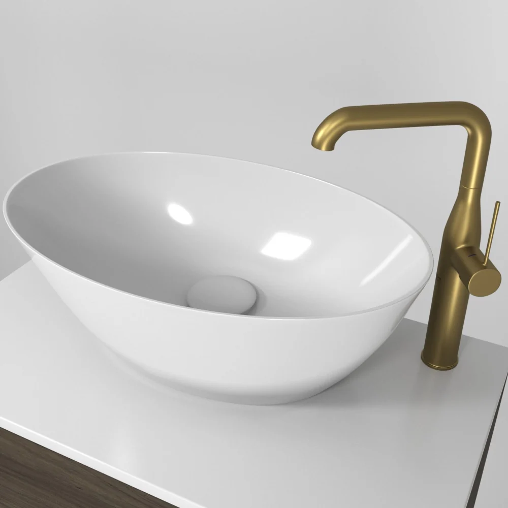 Baterie chiuveta baie pe blat aurie mat Grohe Essence, XL fara ventil