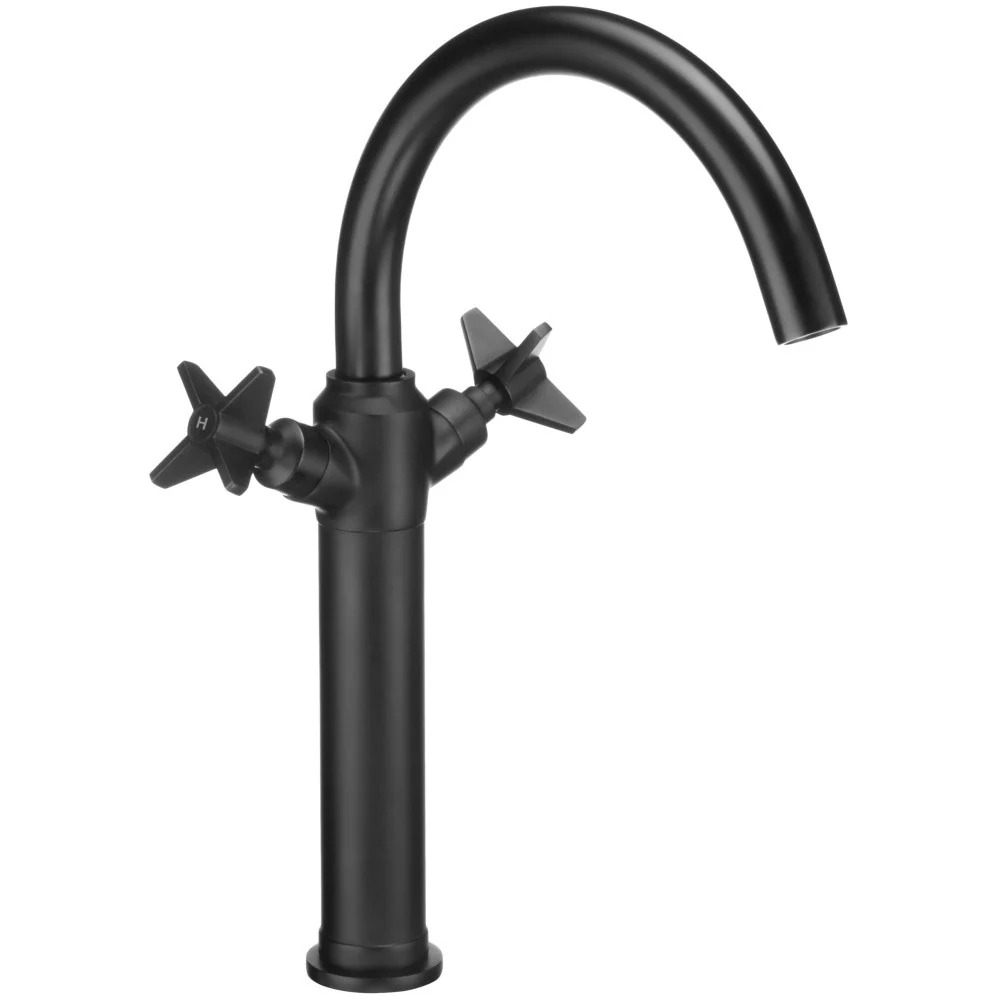 Baterie chiuveta baie pe blat neagra mat Deante Temisto Nero, dubla comanda, H35 cm