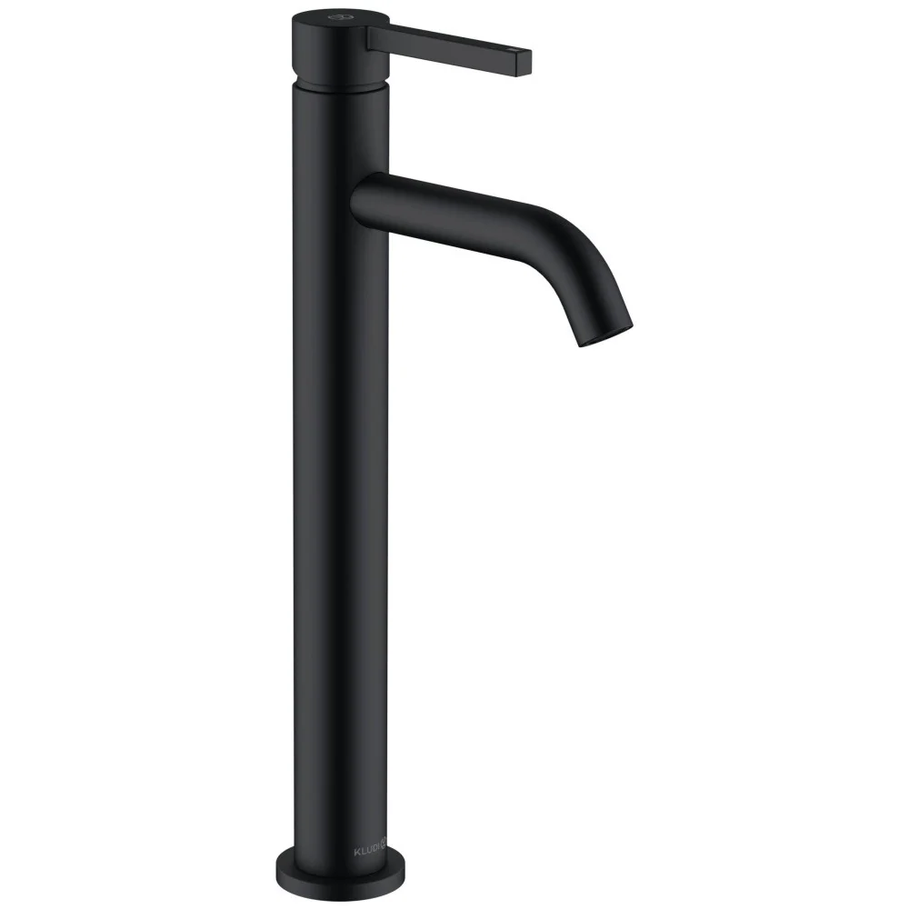 Baterie chiuveta baie pe blat neagra mat Kludi Nova Fonte Pura, fara ventil, H34 cm