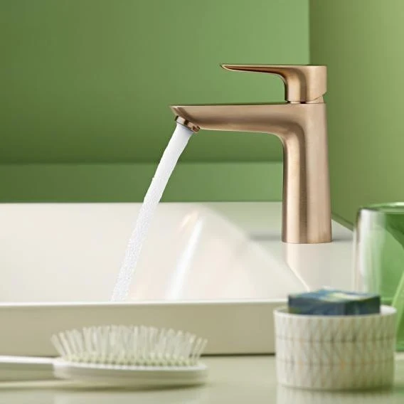 Baterie chiuveta baie bronz mat periat Hansgrohe Talis E 110, cu ventil metalic pop-up