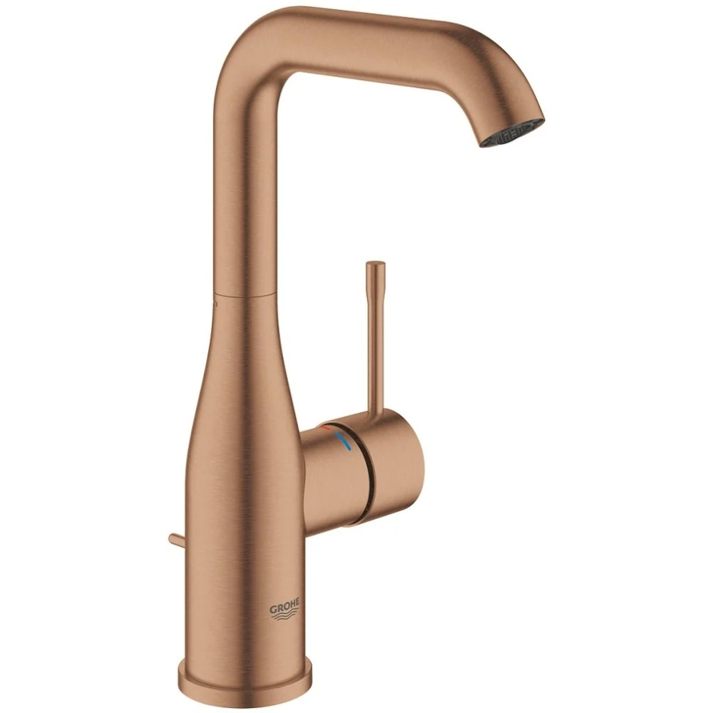 Baterie chiuveta baie cupru mat Grohe Essence, L cu ventil pop-up