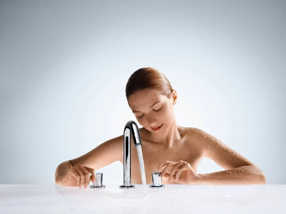 Baterie chiuveta baie Hansgrohe Logis 150, dubla comanda, cu 3 gauri, ventil pop-up