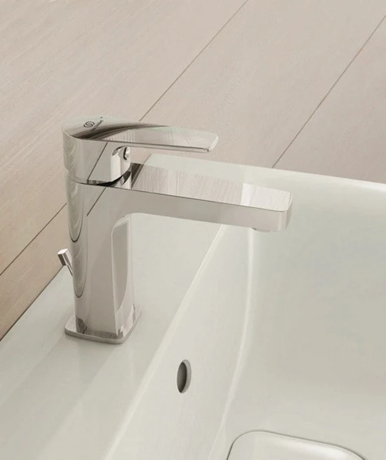 Baterie chiuveta baie Ideal Standard Cerafine D, H14 cm, ventil pop-up metalic