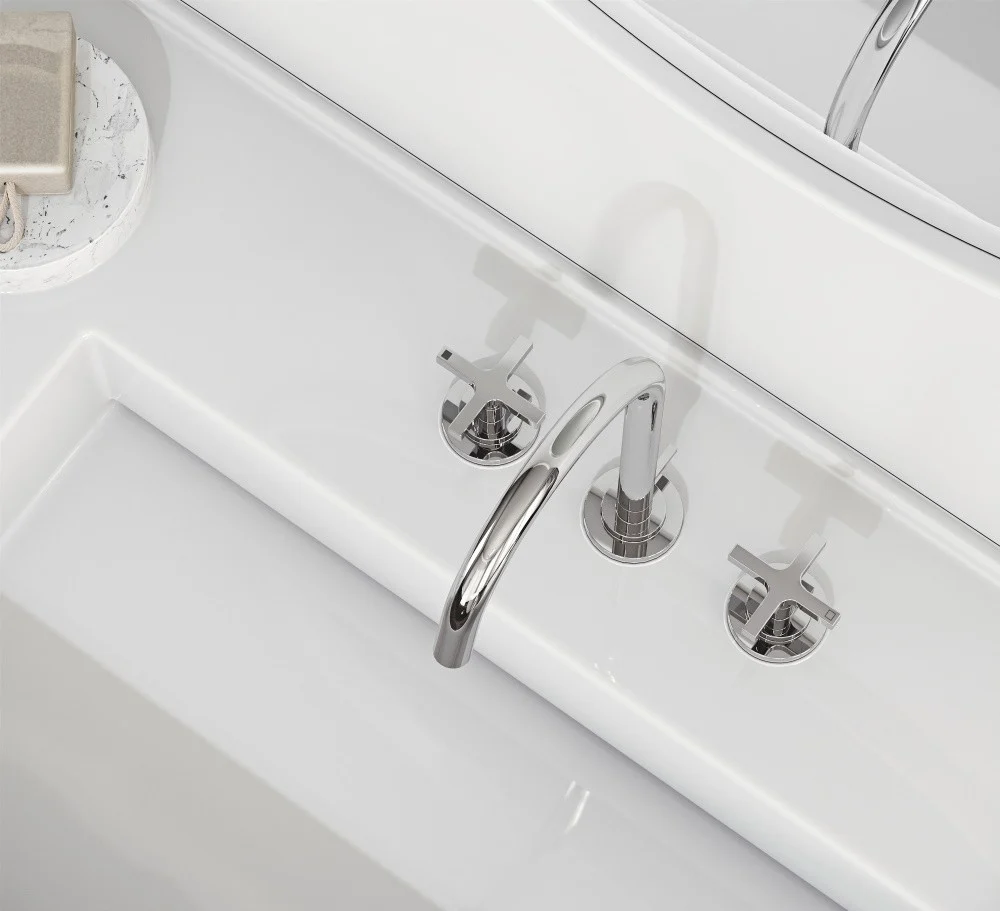 Baterie chiuveta baie Kludi Nova Fonte Classic, dubla comanda, cu 3 gauri, ventil metalic