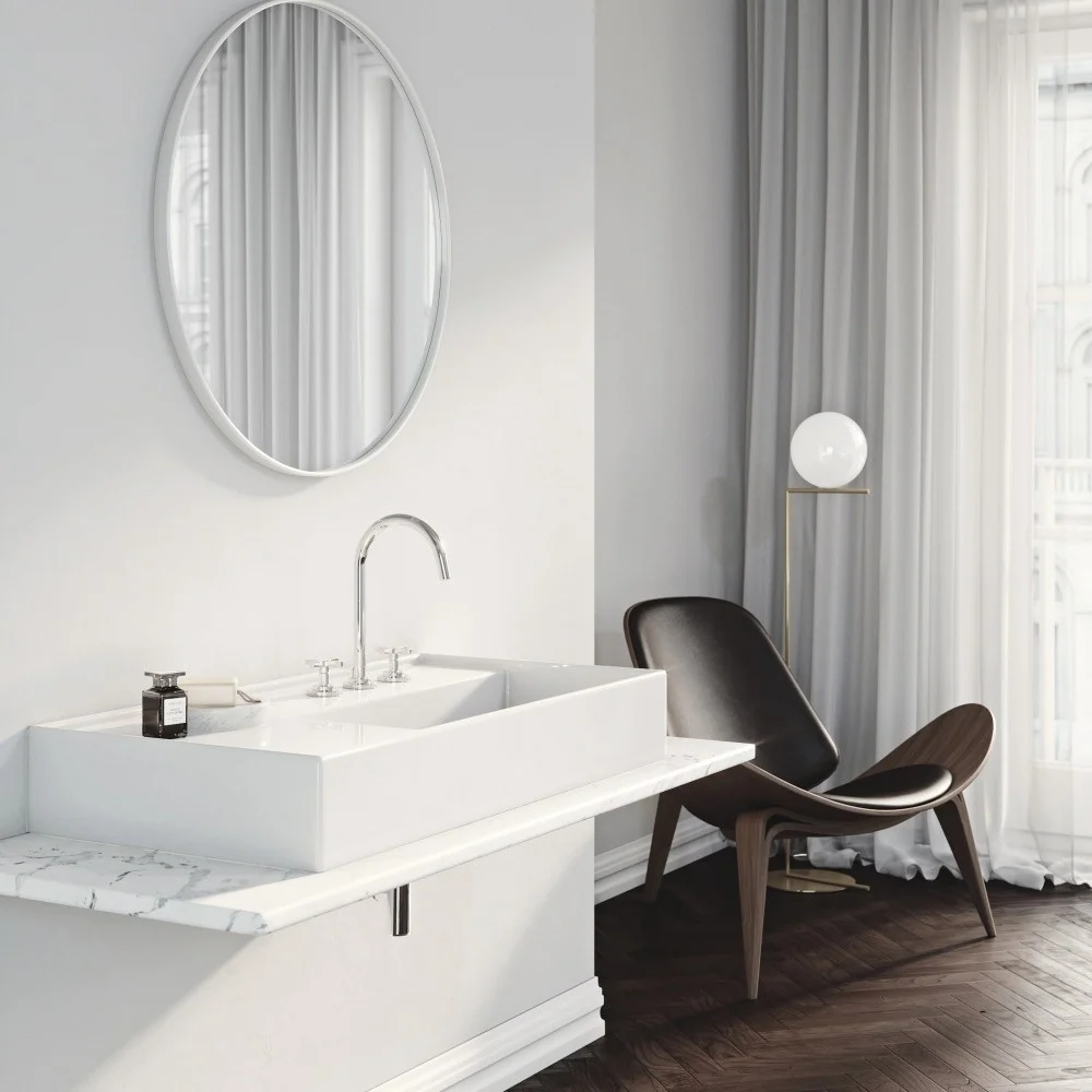 Baterie chiuveta baie Kludi Nova Fonte Classic, dubla comanda, cu 3 gauri, ventil metalic