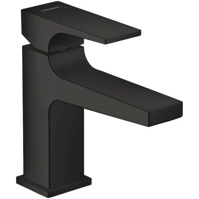 Baterie chiuveta baie neagra mat Hansgrohe Metropol 100, cu ventil click-clack