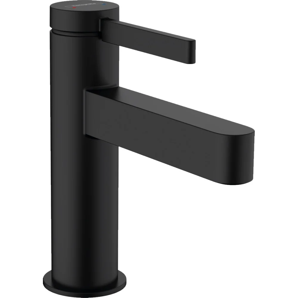 Baterie chiuveta baie neagra mat Hansgrohe Finoris, cu ventil H16 cm