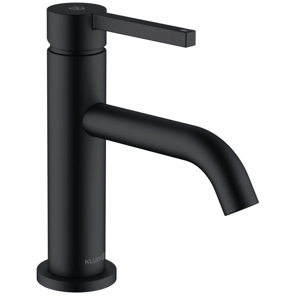 Baterie chiuveta baie neagra mat Kludi Nova Fonte Pura, cu ventil click-clack, H18 cm