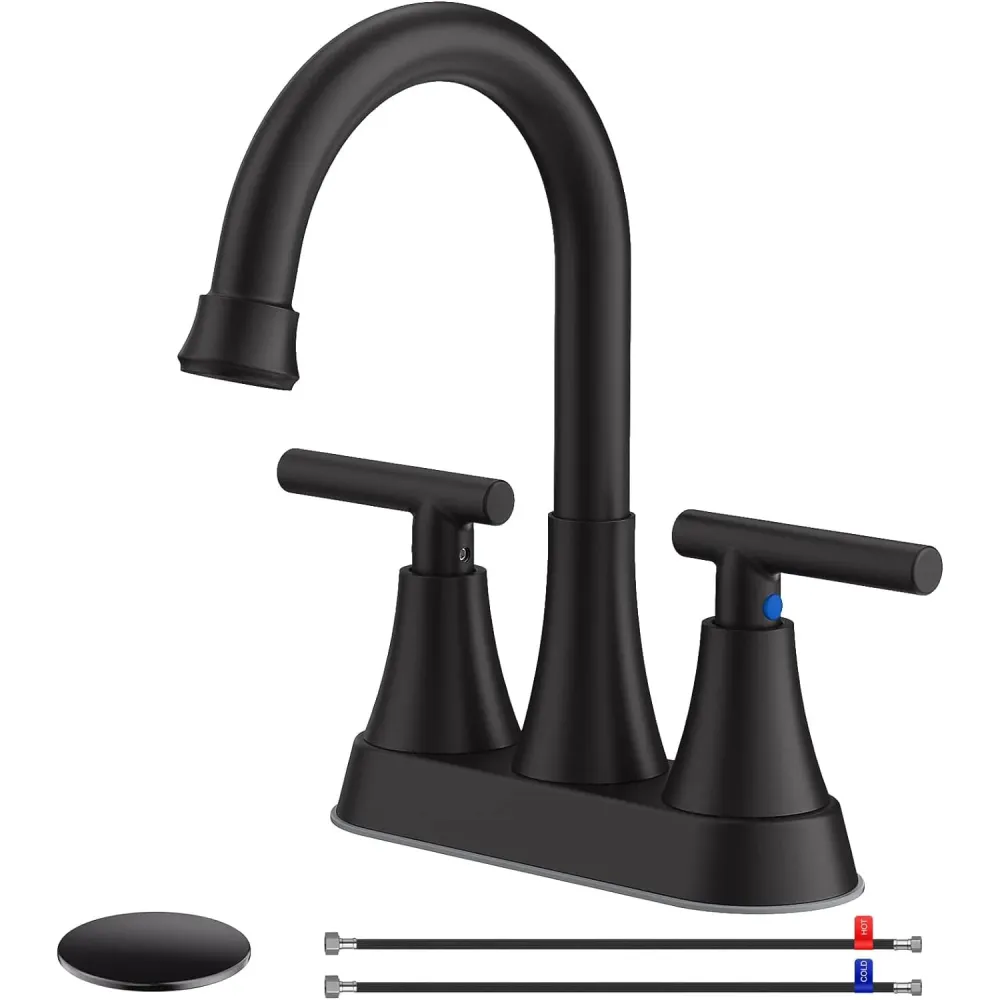 Baterie Chiuveta Moderna pentru Lavoar cu 2 Manere, Robinet Central 360 Grade din Otel Inoxidabil fara Plumb, Montare pent...