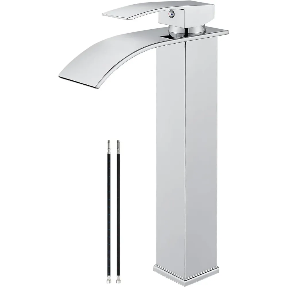 Baterie Chiuveta Moderna Tip Cascada pentru Baie, Bucatarie, Monocomanda, Placa de Montare, Oțel Inoxidabil, Model Inalt,...