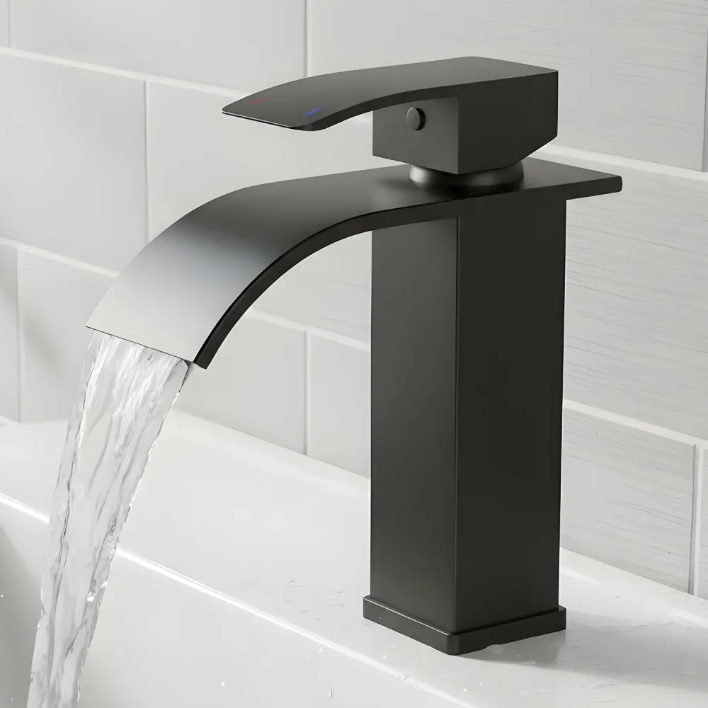 Baterie Chiuveta Neagra Elindor® Inalta, Tip Cascada, Robinet de Apa Modern, Monocomanda pentru Bucatarie si Baie, Otel In...
