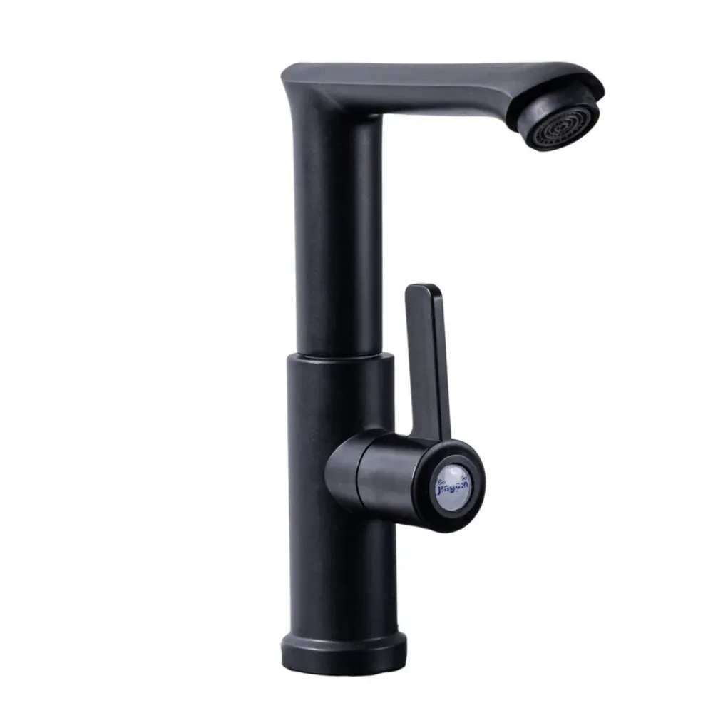 Baterie chiuveta pentru o singura alimentare cu apa, (cald sau rece), design modern, Naimeed D6184, Negru mat