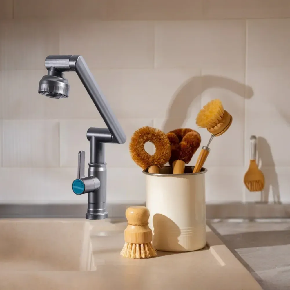 Baterie chiuveta pentru o singura alimentare cu apa, (cald sau rece), rotire 360°, multifunctionala, cu design modern, Nai...