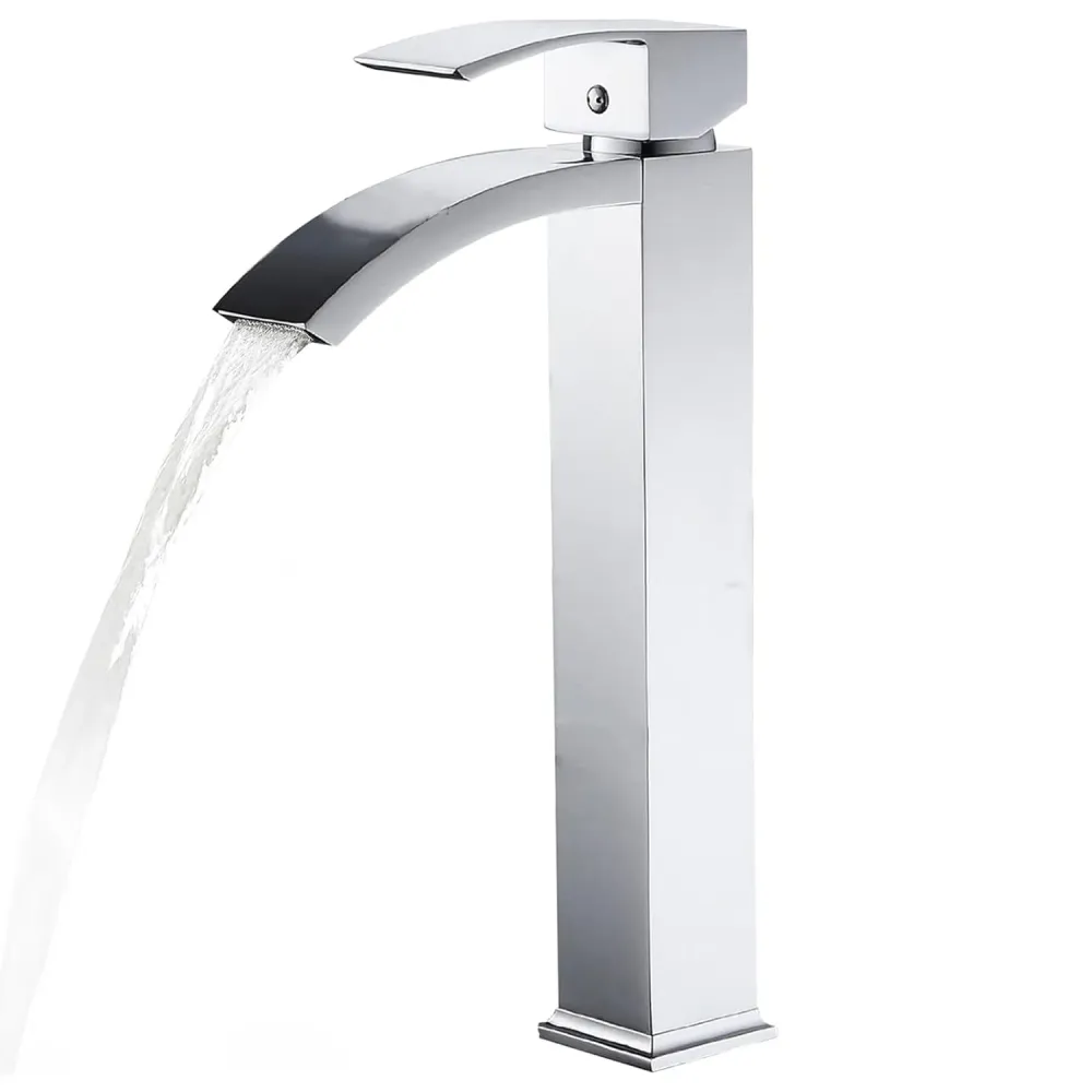 Baterie Chiuveta Vas Elindor®, Robinet Cascada, Design Modern, Alama Solida, Argintiu