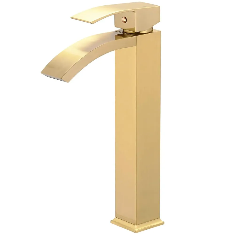 Baterie Chiuveta Vas Elindor®, Robinet Cascada, Design Modern, Alama Solida, Auriu