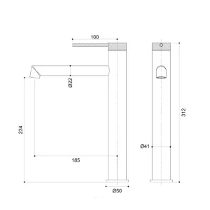 Baterie inalta lavoar / chiuveta Arezzo PALMFIELD, cu montaj pe blat – gun metal
