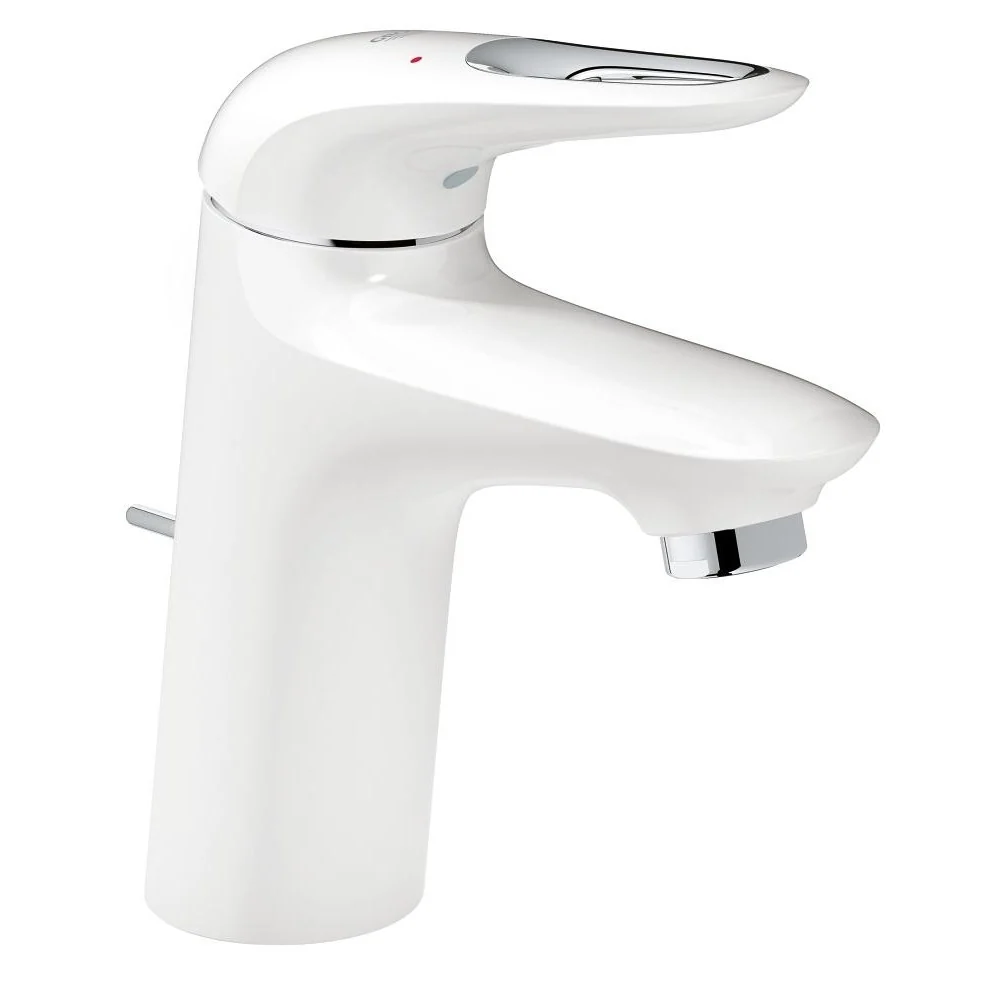 Baterie lavoar alba Grohe Eurostyle, cu ventil pop-up, cold start