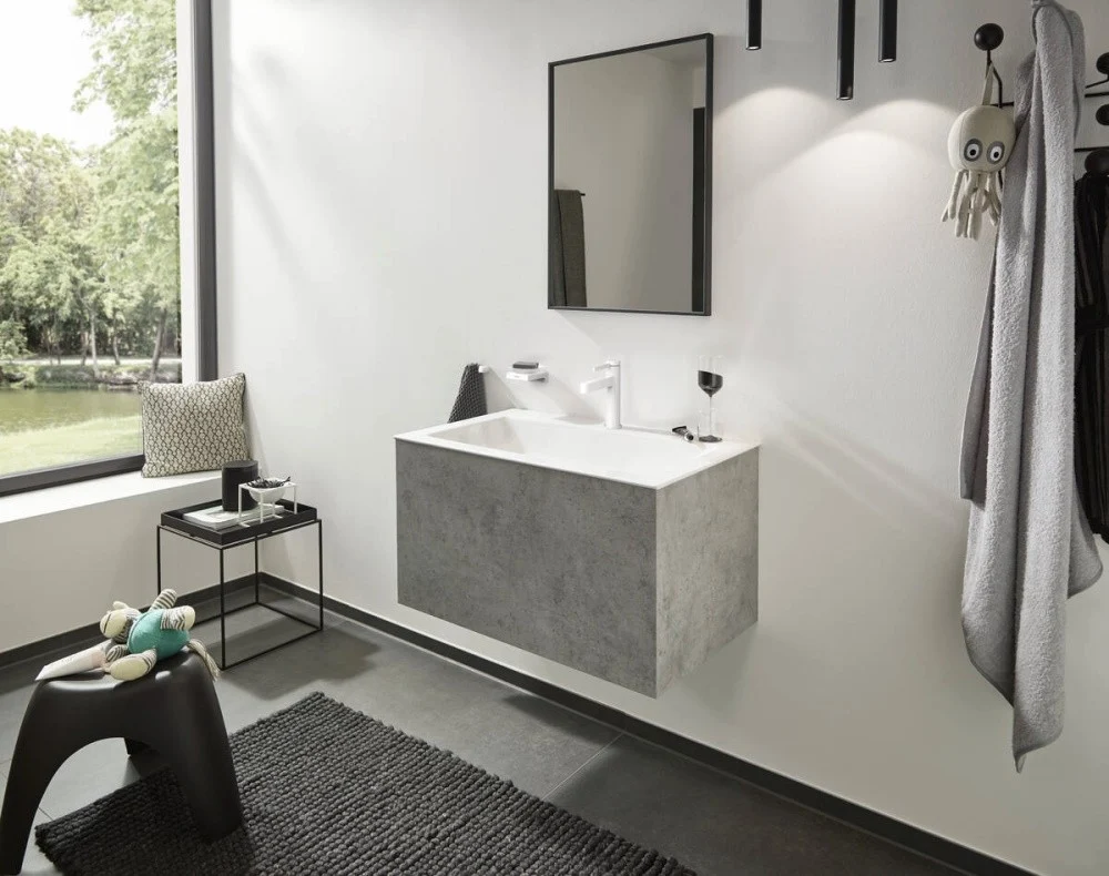 Baterie lavoar alba mat Hansgrohe Finoris, cu ventil H16 cm