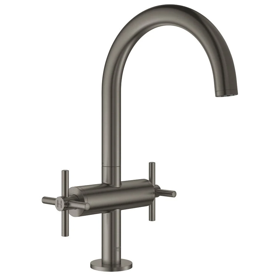 Baterie lavoar antracit mat Grohe Atrio L, dubla comanda, manere cruce