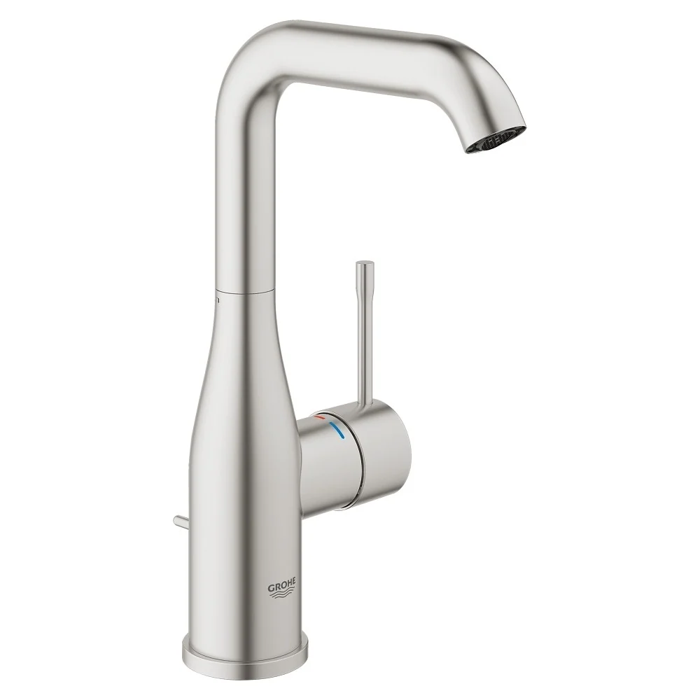 Baterie lavoar aspect inox Grohe Essence, cu ventil pop-up, marime L