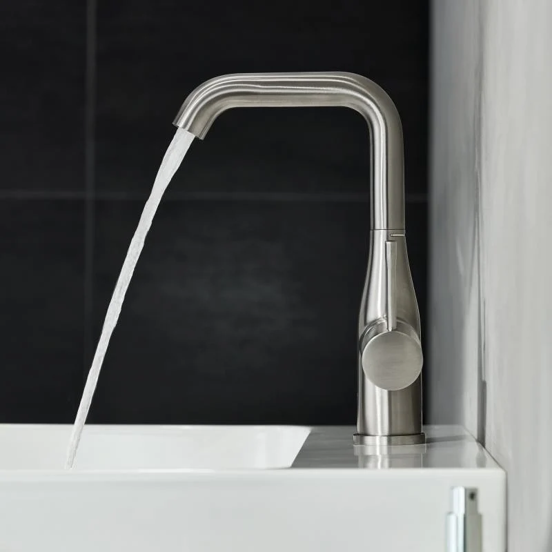 Baterie lavoar aspect inox Grohe Essence, cu ventil pop-up, marime L