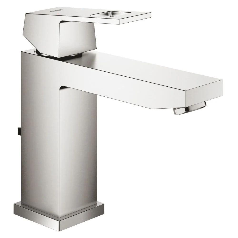 Baterie lavoar aspect inox Grohe Eurocube, cu ventil pop-up, marime M