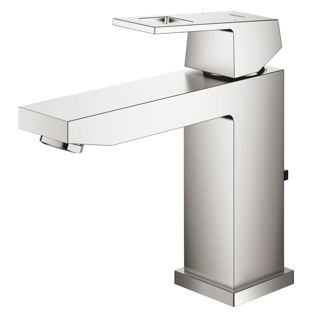 Baterie lavoar aspect inox Grohe Eurocube, cu ventil pop-up, marime M