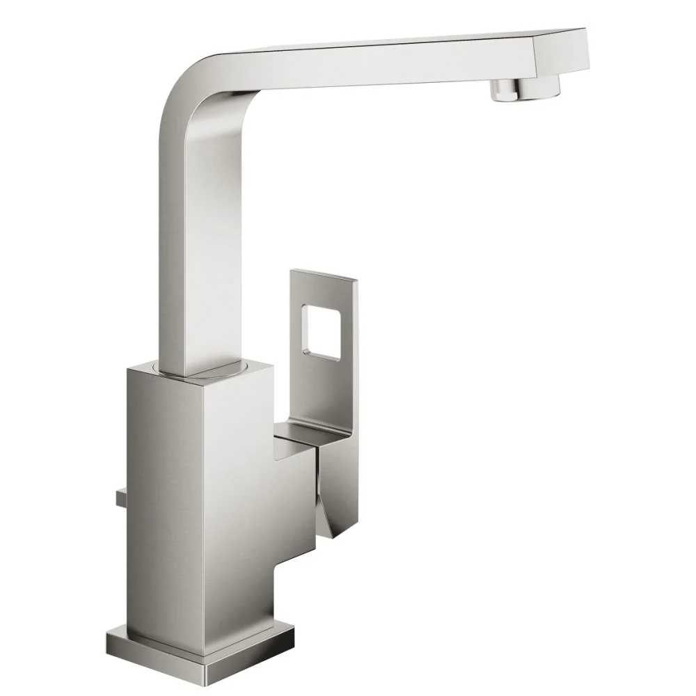 Baterie lavoar aspect inox Grohe Eurocube, cu ventil pop-up, marime L
