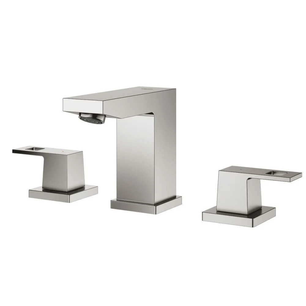 Baterie lavoar aspect inox Grohe Eurocube, dubla comanda, cu ventil pop-up, marime S