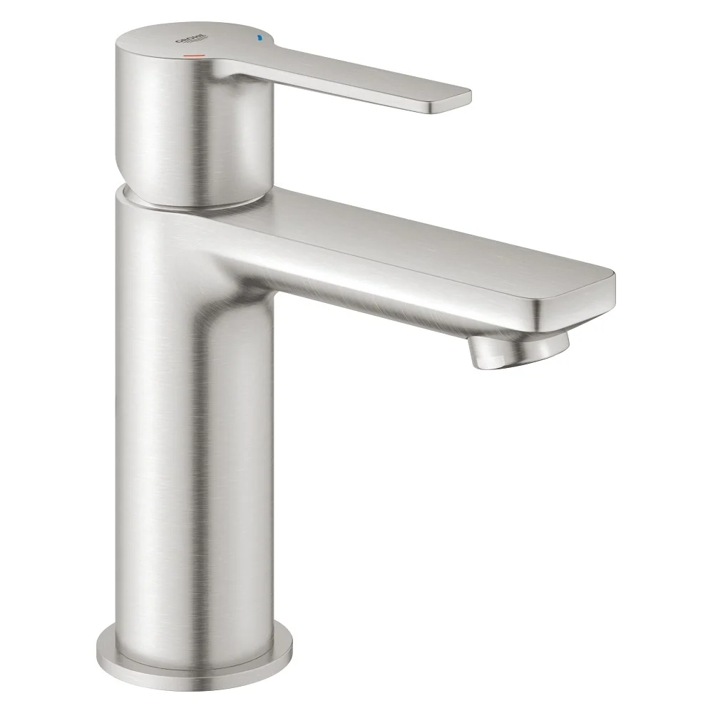 Baterie lavoar aspect inox Grohe Lineare, cu ventil click-clack, marime XS