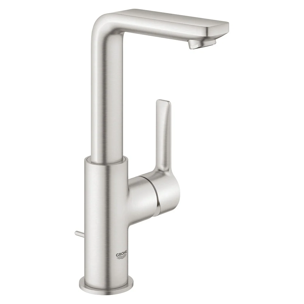 Baterie lavoar aspect inox Grohe Lineare, cu ventil pop-up, marime L