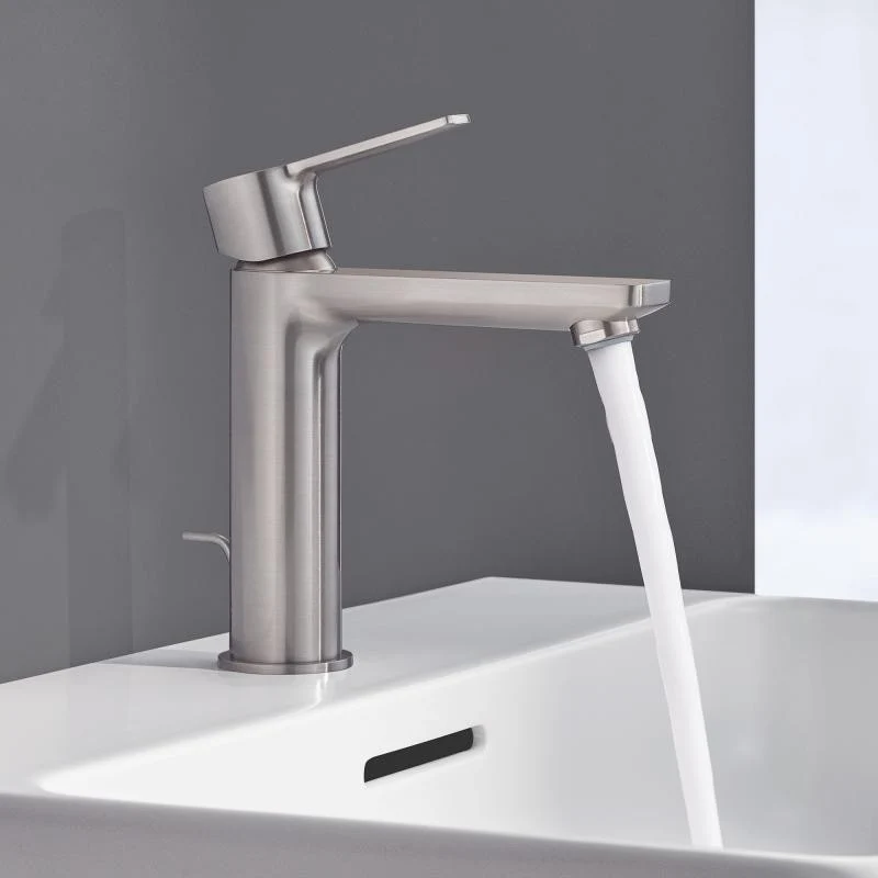 Baterie lavoar aspect inox Grohe Lineare, cu ventil pop-up, marime S
