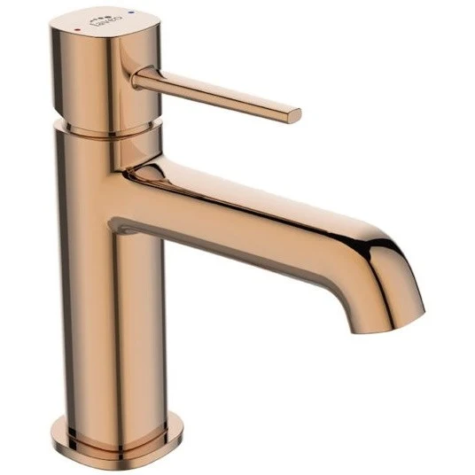 Baterie lavoar aurie roze Laveo Pola, cu ventil click-clack, H17 cm