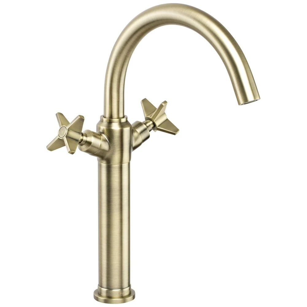 Baterie lavoar pe blat alama Deante Temisto, dubla comanda, H36 cm