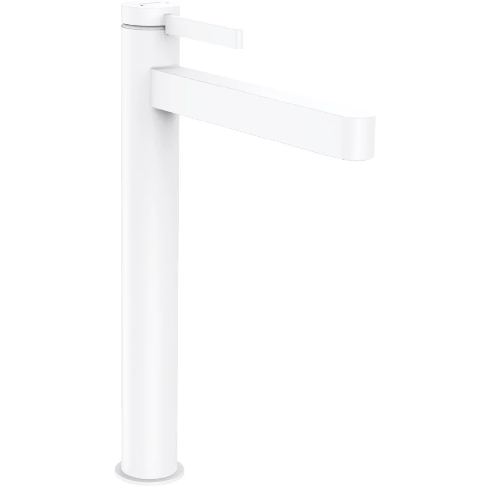 Baterie lavoar pe blat alba mat Hansgrohe Finoris, cu ventil H33 cm