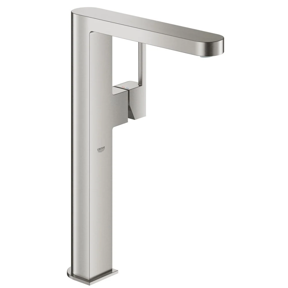 Baterie lavoar pe blat aspect inox Grohe Plus, fara ventil, marime XL