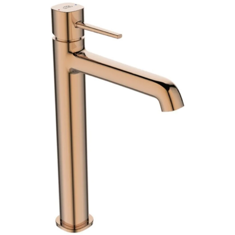Baterie lavoar pe blat aurie roze Laveo Pola, cu ventil click-clack, H30 cm
