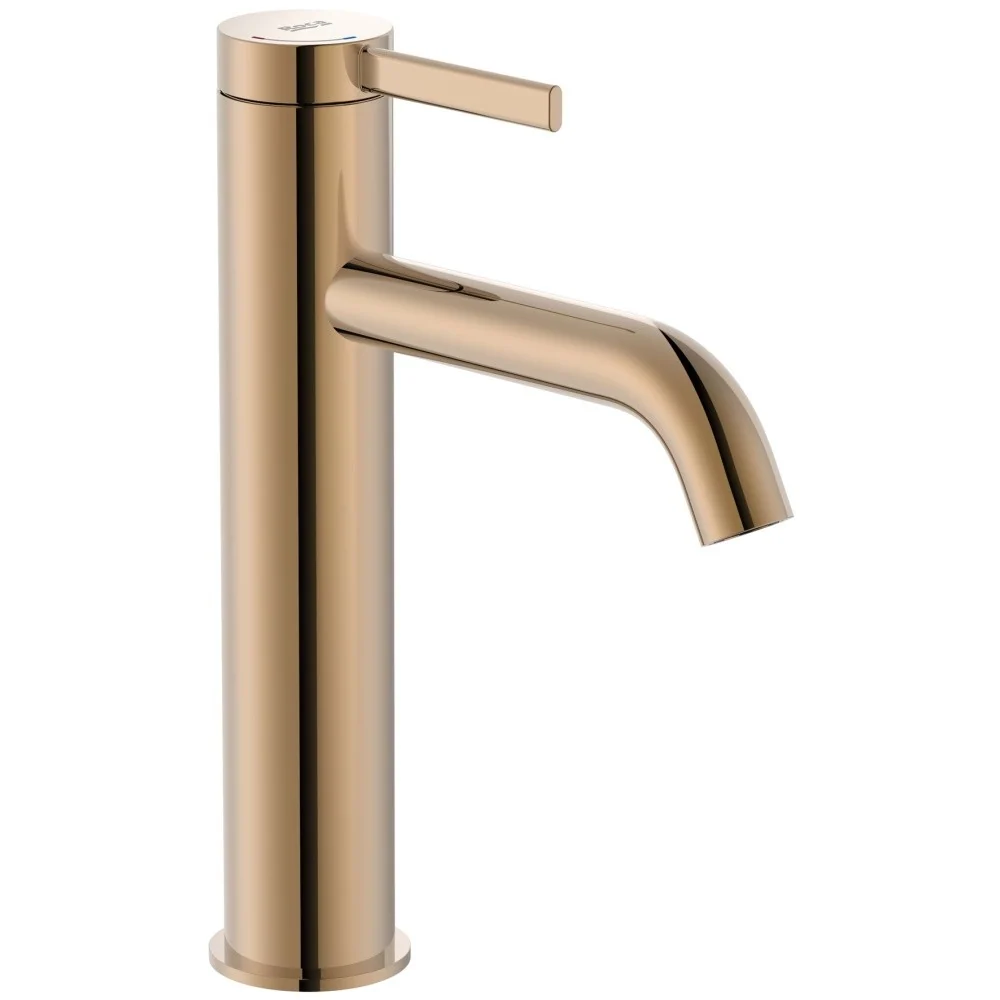 Baterie lavoar pe blat aurie roze Roca Ona, cu ventil click-clack H21 cm