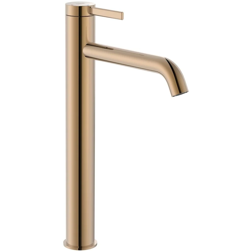 Baterie lavoar pe blat aurie roze Roca Ona, cu ventil click-clack H32 cm