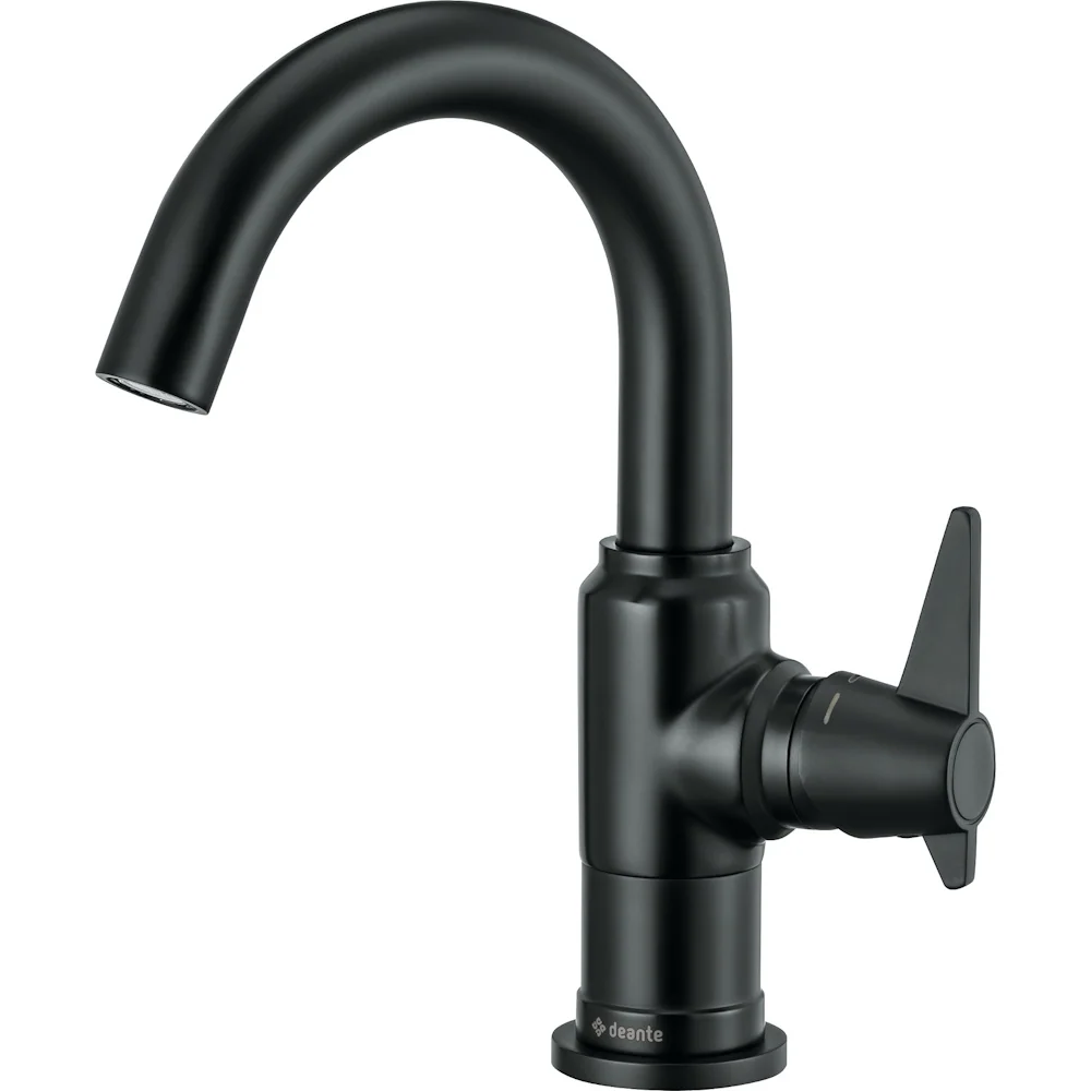 Baterie lavoar pe blat Deante Temisto H23 cm, negru mat