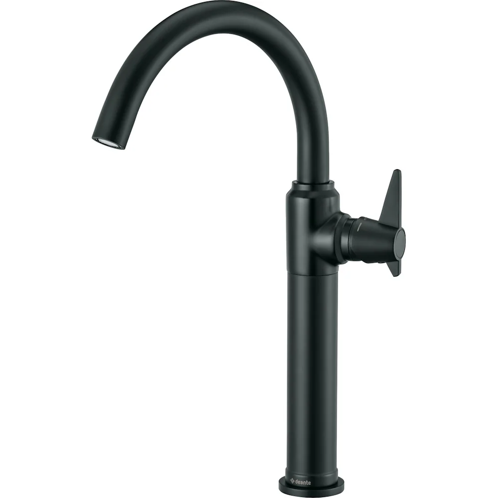 Baterie lavoar pe blat Deante Temisto H37 cm, negru mat