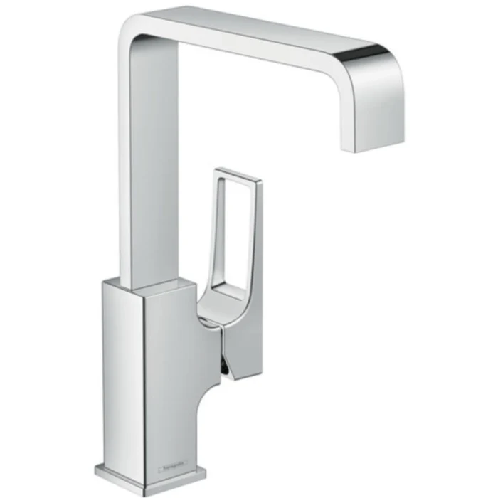 Baterie lavoar pe blat Hansgrohe Metropol 230, cu ventil click-clack si maner decupat