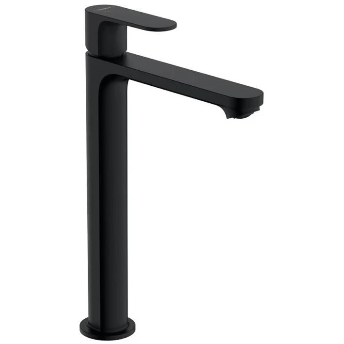Baterie lavoar pe blat Hansgrohe Rebris S, cu ventil metalic pop-up, negru mat