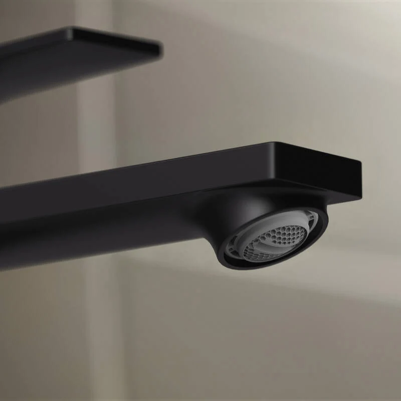 Baterie lavoar pe blat Hansgrohe Rebris E, cu ventil metalic pop-up, negru mat